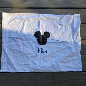 White Twin Sized Pillowcase with Mickey Mouse Silhouette